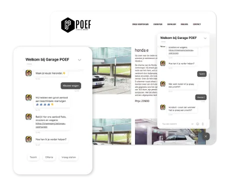 Leadchatbot van Garage POEF op de website